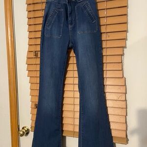Altar'd State Blue Flare Wide Leg Jeans